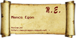 Mencs Egon névjegykártya